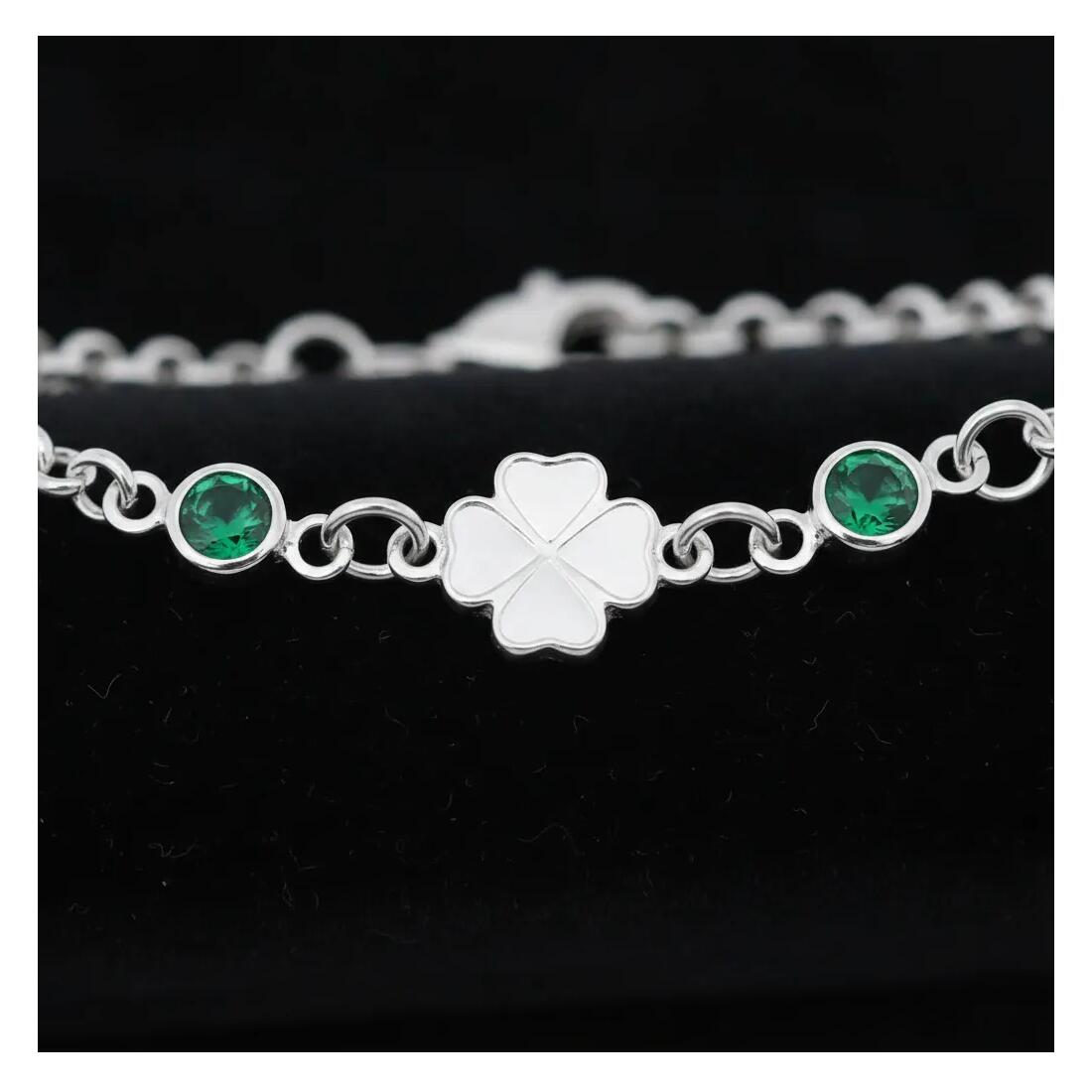 Pulsera Trébol Cuatro Hojas En Plata 925 - Imagen 4