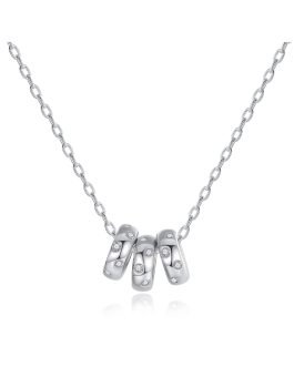 Collar Cadena Tres Cuentas y Circones En Plata 925